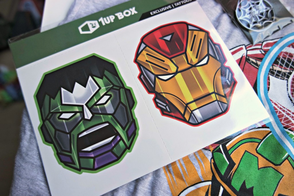 1Up Box Metallic Hero Tattoos