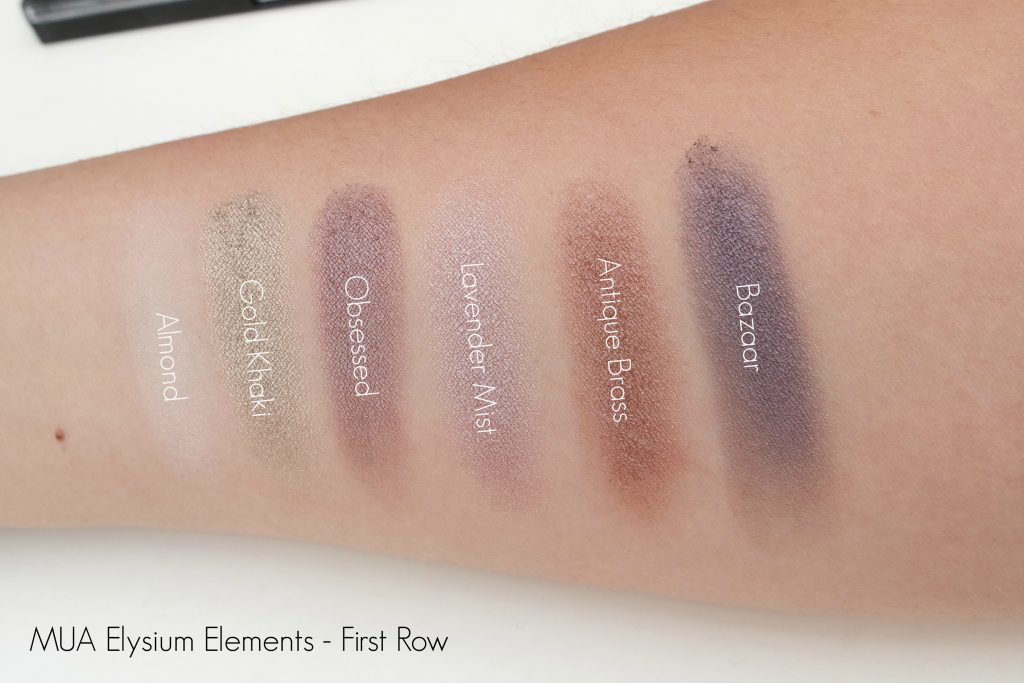 MUA Elysium Elements Swatches - First Row