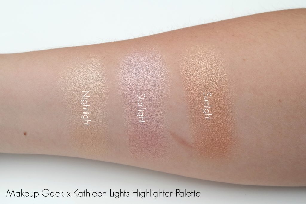 Makeupgeek x Kathleen Lights Highlighter Palette Swatches