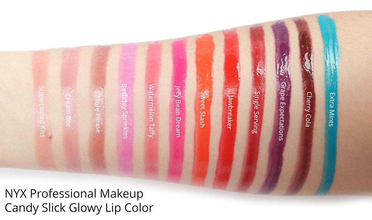 NYX Professional Makeup Candy Slick Glowy Lip Color Swatches