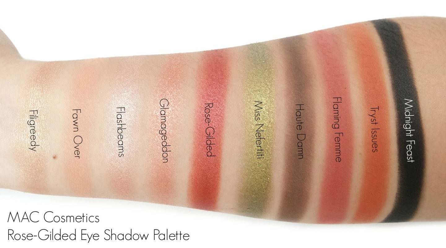 MAC Cosmetics Rose-Gilded Eye Shadow Palette Swatches