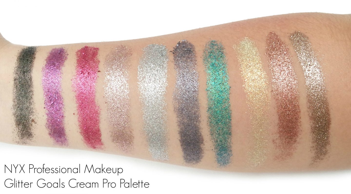 NYX Professional Makeup Glitter Goals Cream Pro Palette Swatches