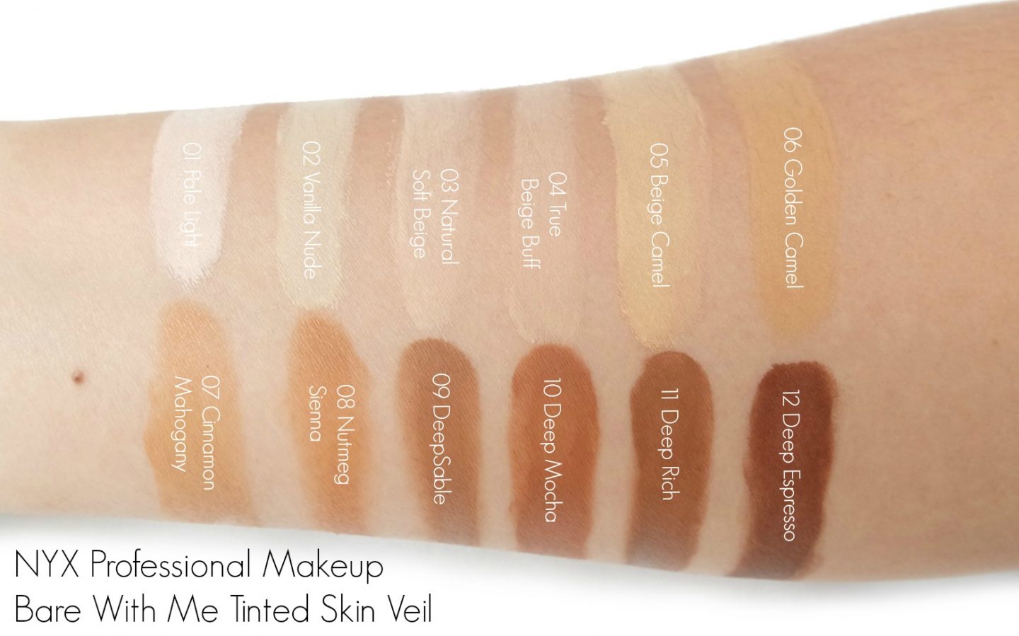 NYX Professional Makeup Bare With Me Tinted Skin Veil Swatches