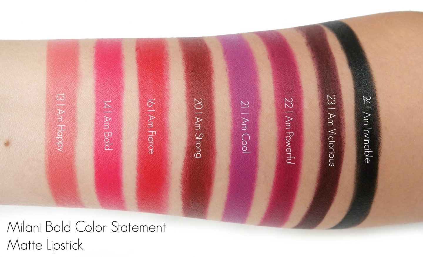 Milani Bold Color Statement Matte Lipstick Swatches